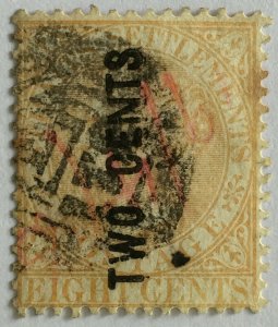 Malaya Straits Settlements 1883 QV 2c on 8c Used Pmk B-172 SG#56 wide N M2178