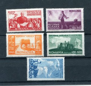 ROMANIA 1945 AGRARIAN REFORM SCOTT B326-B329 + 599 PERFECT MNH