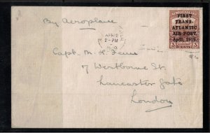 Newfoundland #C1 Very Fine Used On Cover To London W\ JAR **With Certificate**