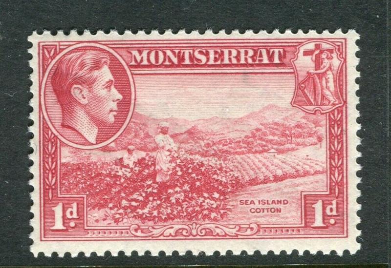 MONTSERRAT; 1938 early GVI issue Mint hinged Shade of 1d. Perf 14 value