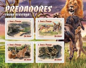 SAO TOME E PRINCIPE 2016 SHEET PREDATORS SNAKES CROCODILES REPTILES st16304a