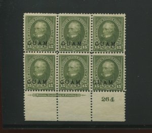 Guam Scott 10 Overprint Mint Plate Block of 6 Stamps  (Stock Guam 10-pb 1)
