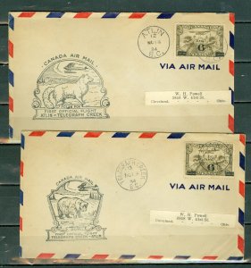 CANADA 1934 ATLIN-TELEGRAPH CREEK.. RETURN FIRST FLIGHT AIR COVERS...#C3