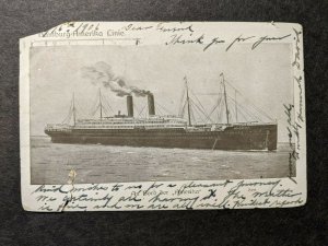 1906 Steamer SS AMERIKA, Hamburg-America Line Naval Cover SEA POST Postcard