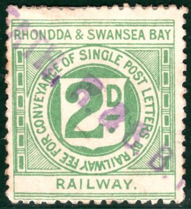 GB Wales RHONDDA & SWANSEA RAILWAY QV Letter Stamp 2d *NEATH* STATION Used SBW87