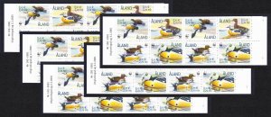 Aland Is. Birds WWF Steller's Eider 5 Booklets A 2001 MNH SC#185 a-d