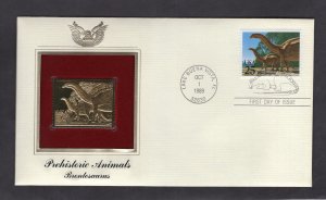 2425 Brontosaurus, FDC PCS Gold Replica