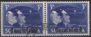 Basutoland 31 (used) 3p allegory of hope, ultra & dp ultra, ovptd (1945)