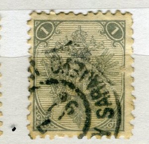 BOSNIA; 1890s classic Eagle Arms issue used 1k. value fine POSTMARK