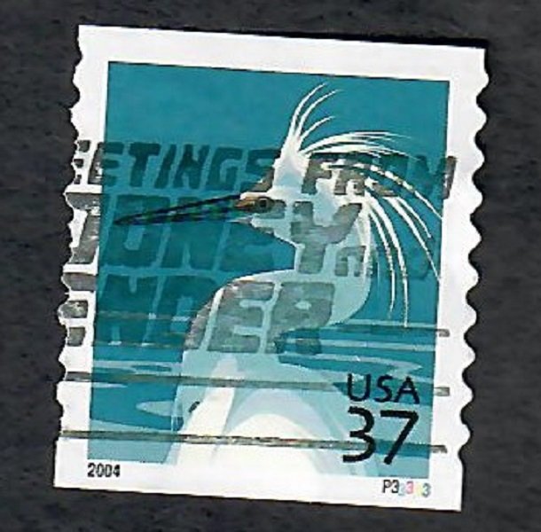 US #3829A Snowy Egret Used PNC Single Plate #P33333