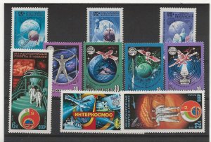 Russia 1978-87 Space 3 sets sg.4772-5, 4877-9, 5746-8 (10 stamps)   MNH