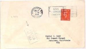 GB USED ABROAD Cover Vancouver Canada Paquebot *MAILED AT SEA* 1950 JJ244