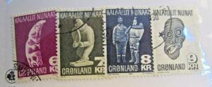 GREENLAND Sc# 102 103 104 105 Θ used artifact postage stamps, fine +