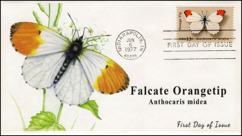 AO-1715,1977, Orangetip Butterfly, Add-on Cachet, FDC, SC 1715,