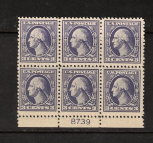 USA #530 Very Fine Never Hinged Plate #8739 Block Of Six **With Certificate**