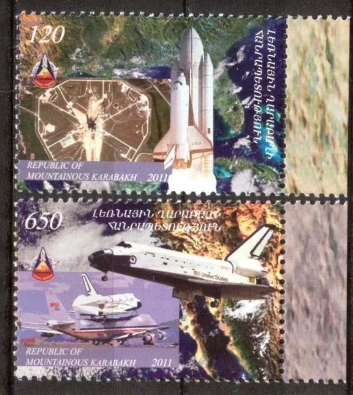 Armenia / Karabakh 2011 Space 30 Years Flight Space Shuttle Columbia set 2 MNH