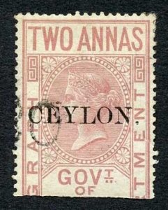 Ceylon Telegraph SGT1 2a India opt Ceylon with a Date cancel Cat 60