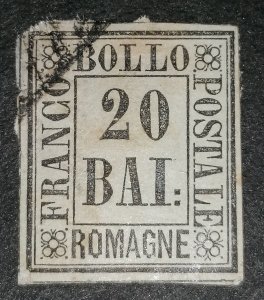 Italy Romagne 20b 1859 used, Sasone value 3750 euros