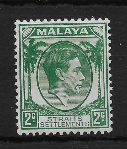 MALAYA STRAITS SETTLEMENTS SG279 1937 2c GREEN DIE I MTD MINT