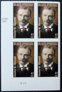 US #4222 MNH Plate Block of 4 Charles W. Chesnutt SCV $3.40 