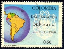 Map of South America & Arms, Colombia stamp SC#767 used