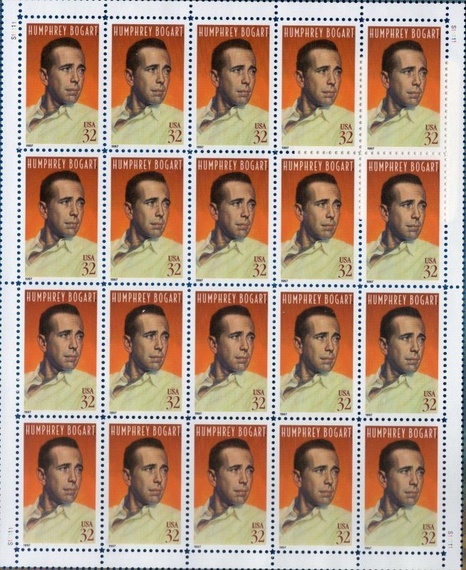 Scott #3152 Humphrey Bogart Sheet of 20 Stamps - Sealed