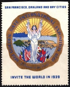 1939 US Poster Stamp Golden Gate International Exposition. Pageant Of Pacific