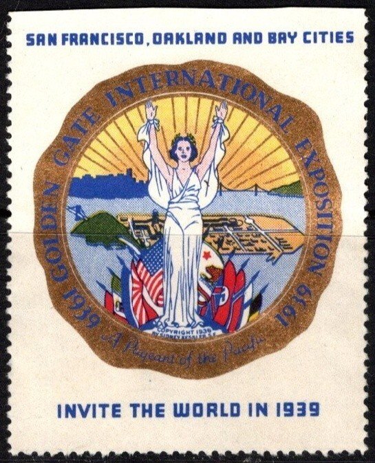 1939 US Poster Stamp Golden Gate International Exposition. Pageant Of Pacific