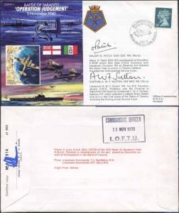 JS40/7a 11/11/90 Battle of Taranto Signed Major O. Patch Cpt A.W.F Sutton (D)