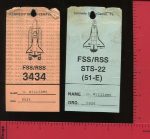 2 Vintage Kenedy Space Center FSS/RSS Security Credential Badges (Bz 875)