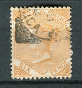 JAMAICA; 1890s early classic Crown CA Wmk. used Shade of 6d. value
