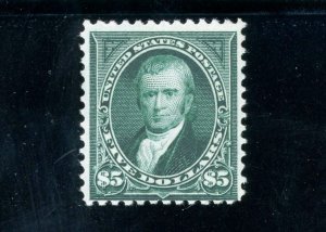 USAstamps Unused VF US 1895 $5 Bureau Issue Scott 278 OG MLH SCV $2000 +Cert