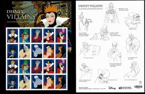 2017 US Stamp - Disney Villains - 20 Forever Stamps - Scott #5213-5222