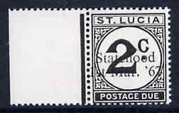 St Lucia 1967 Postage Due 2c with Statehood 1st Mar. '67 ...