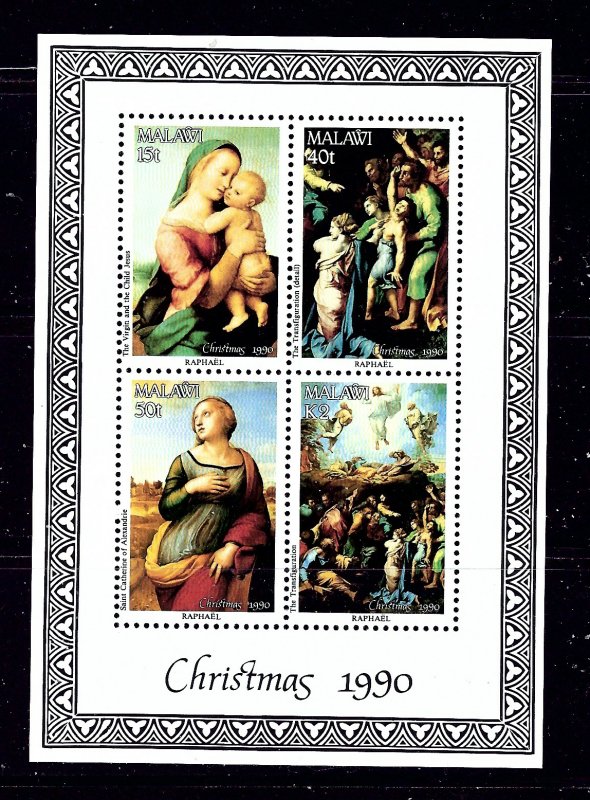 Malawi 577a MNH 1990 Christmas (Raphael Paintings) S/S  #2