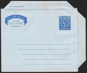 St LUCIA Aerogramme 10¢ Queen c1950s Unused