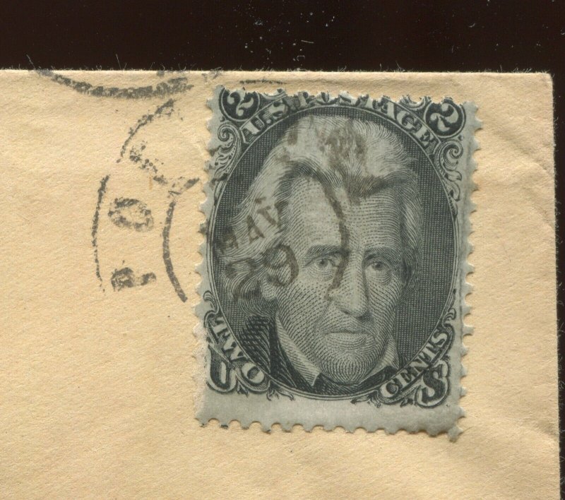 73 JACKSON CRACKED PLATE VARIETY STAMP ON SMALL COVER (LV 1152)