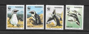 PENGUINS - NAMIBIA #821-4  WWF  MNH