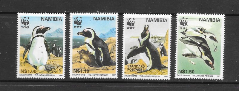 PENGUINS - NAMIBIA #821-4  WWF  MNH