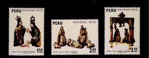 Peru Scott #597-99, Singles 1972 Christmas FVF MNH