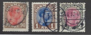 Denmark SC#127-129 Used F-VF SCV$21.25...nice bargain!!