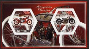 Chad 2014 Motorcycles #1 imperf sheetlet containing two h...