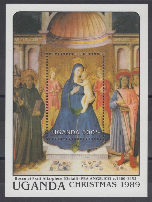 XG-AC700 UGANDA IND - Paintings, 1989 Christmas, Fra Angelico MNH Sheet