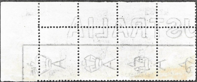 Australia # 51a  Kangaroo 1sh WMK SIDEWAYS - strip of 4 (1)  VF Mint