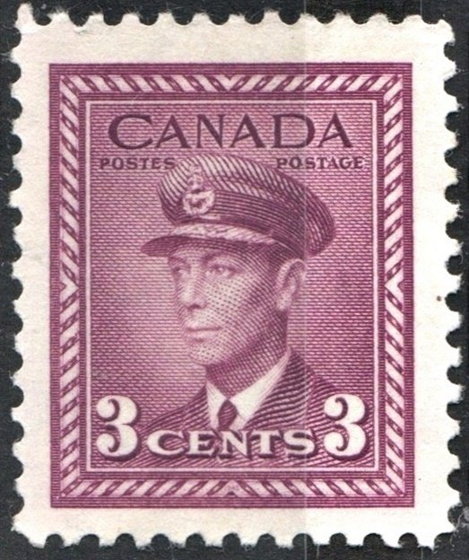 Canada SC#252 3¢ King George VI in Air Force Uniform Single (1943) Used