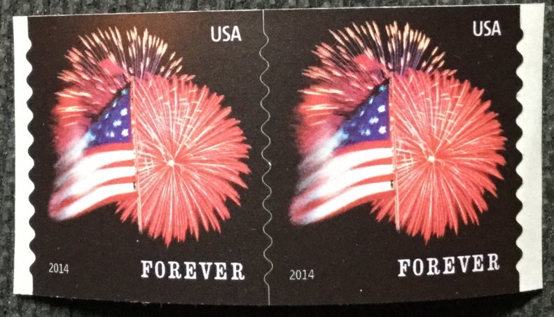 US #4854 MNH Coil Pair (.49) Fort McHenry Flag/Fireworks SCV $2.00