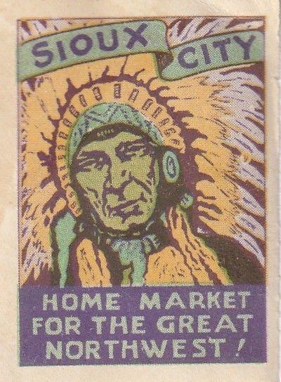 Great Native American, Sioux City US Poster Stamps x 2. 37x48mm. 