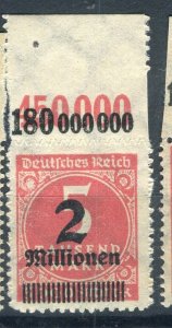 GERMANY; 1923 Aug-Oct Inflation Surcharged MINT MNH 2M. fine SHEET MARGINAL