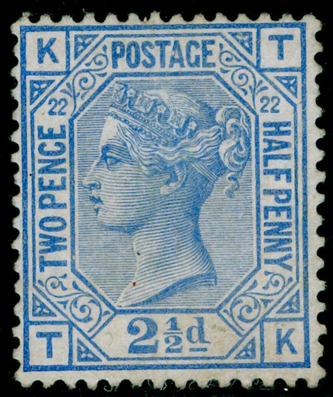 SG157, 2½d blue plate 22, M MINT. Cat £450. TK 