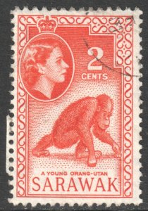 Sarawak Scott 198 - SG189, 1955 Elizabeth II 2c used